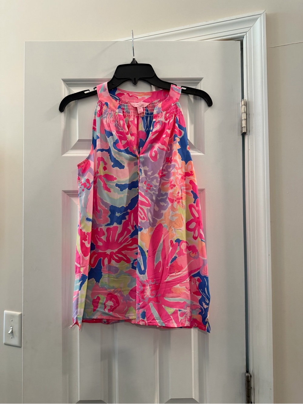 Lilly Pulitzer Pink Blue Floral Halter Tank
